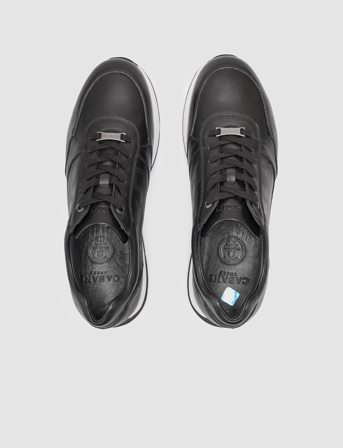100% Genuine Leather Black Men's Athletic Shoes
