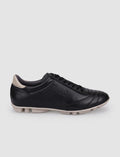 100% Genuine Leather Black and White Lace-up Turf Soccer Shoes