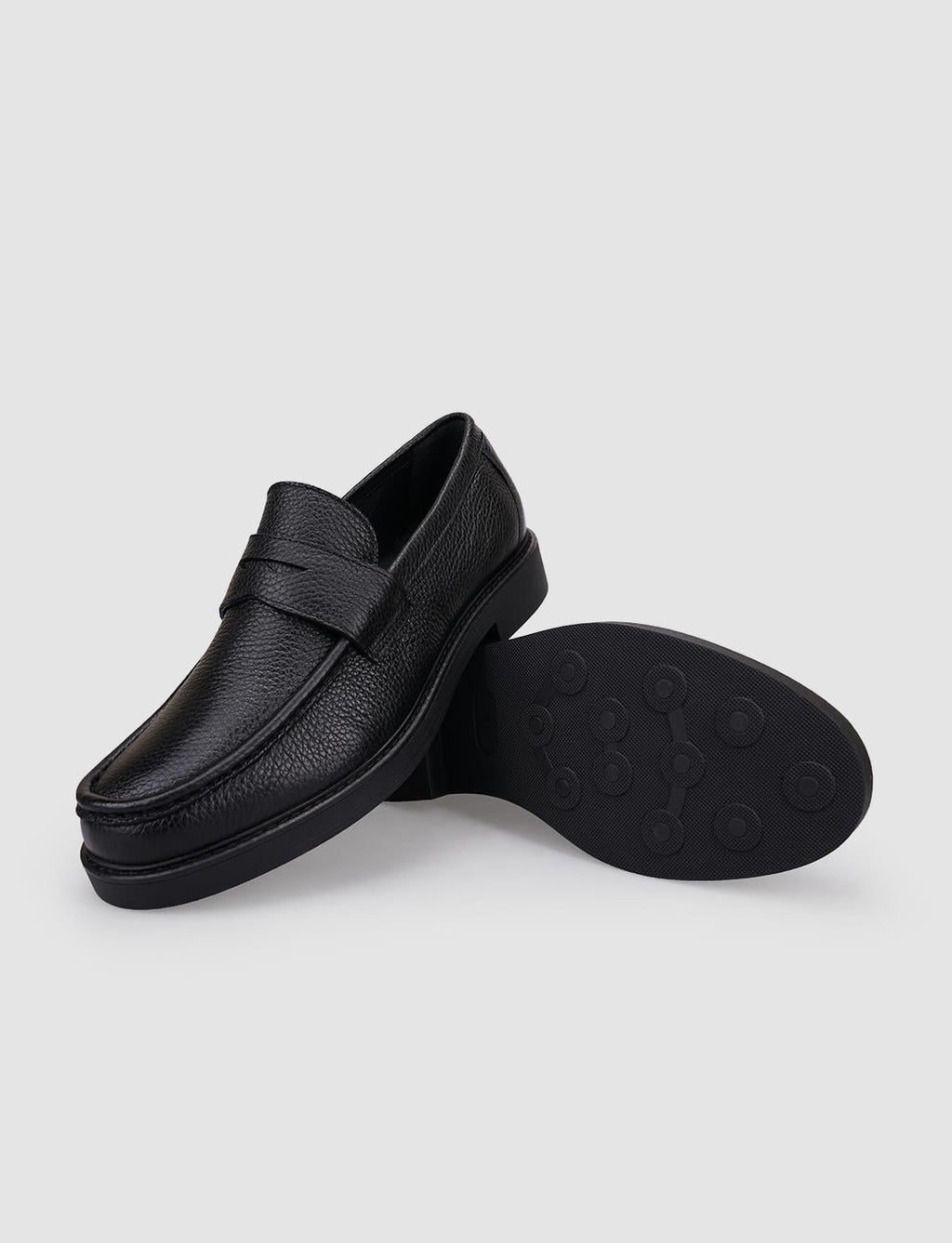 100% Genuine Leather Textured Black Men's Casual Shoes