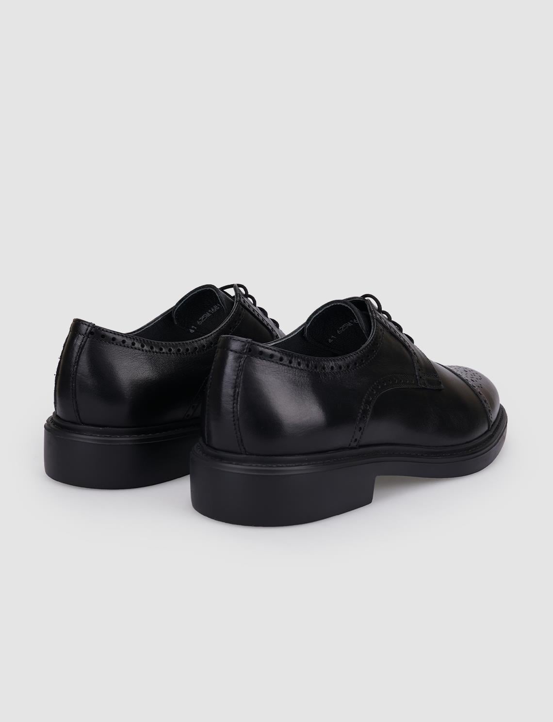 100% Genuine Leather Black Lace-up Men's Casual Shoes