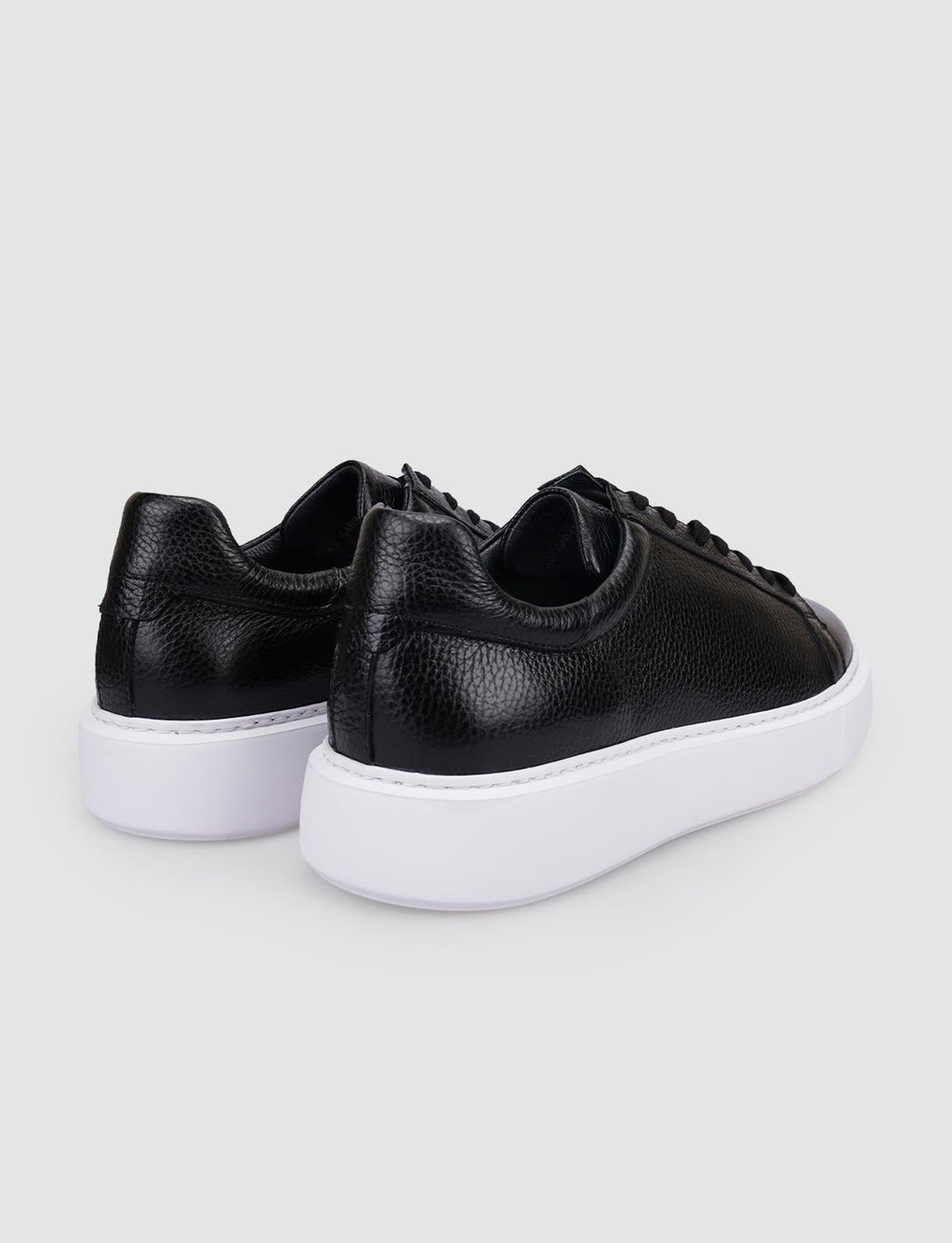 100% Genuine Leather Black Lace-up Men's Athletic Shoes