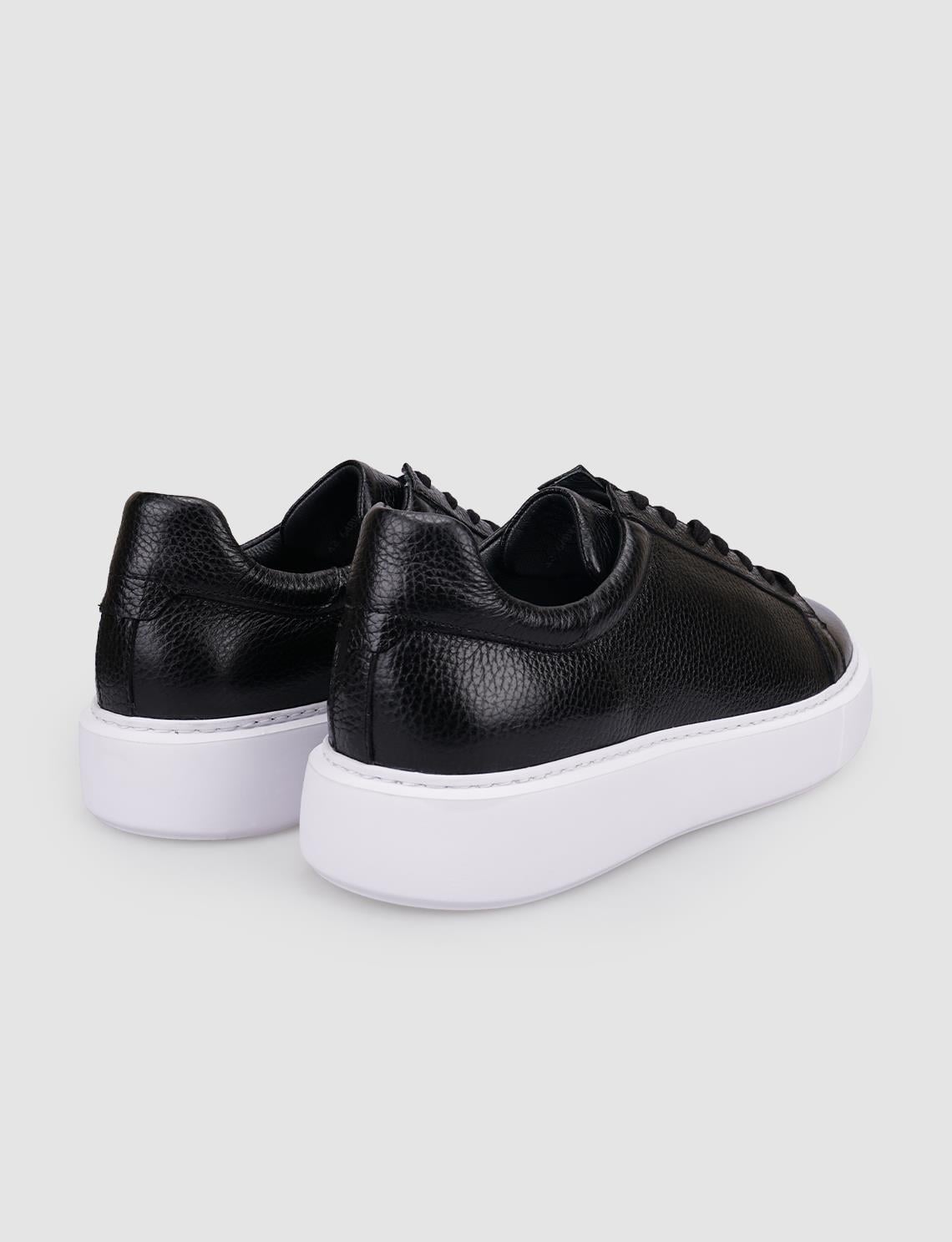 100% Genuine Leather Black Lace-up Men's Athletic Shoes