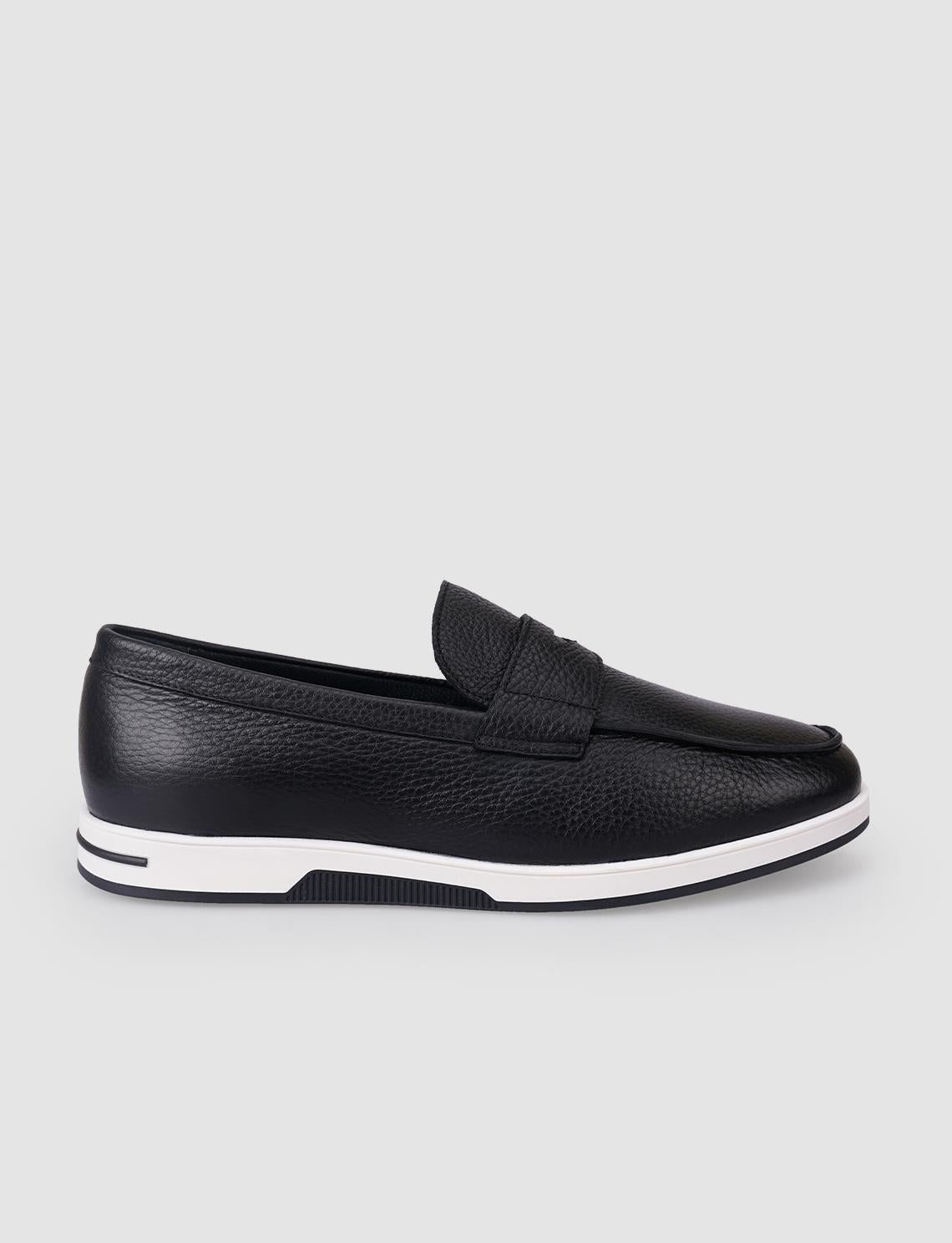 100% Genuine Leather Black Men's Loafer