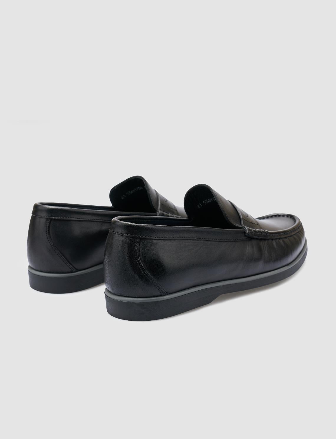 100% Genuine Leather Black Men's Casual Shoes