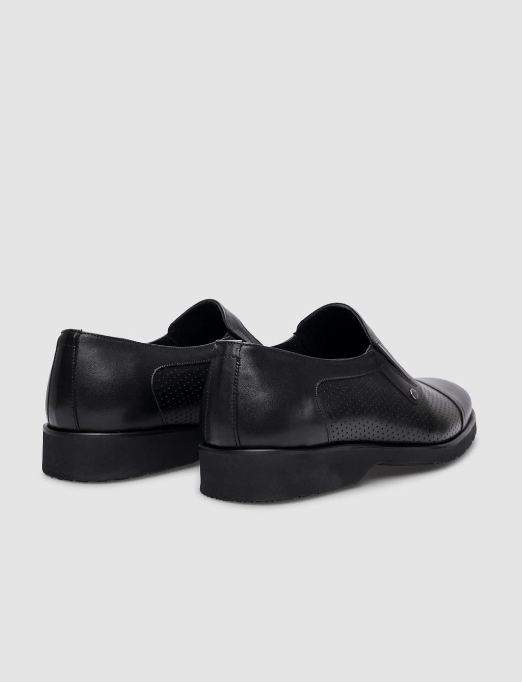 100% Genuine Leather Black Laser Detail Men's Classic Shoes