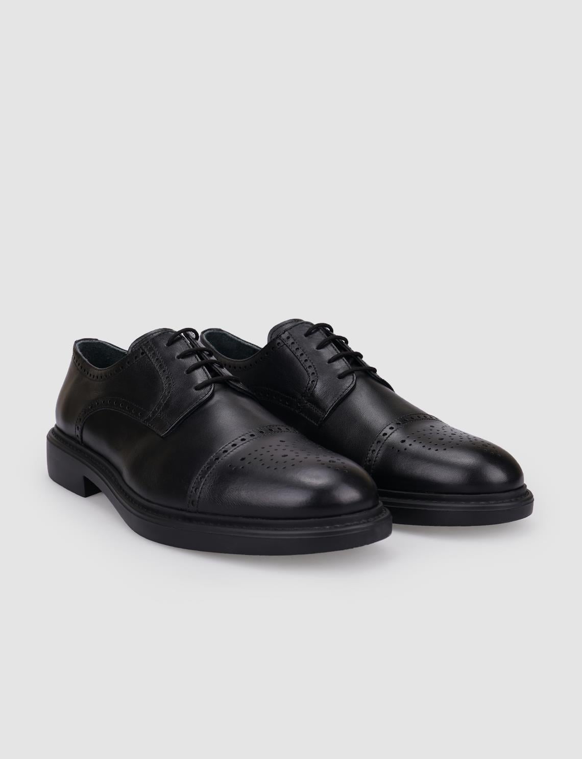 100% Genuine Leather Black Lace-up Men's Casual Shoes