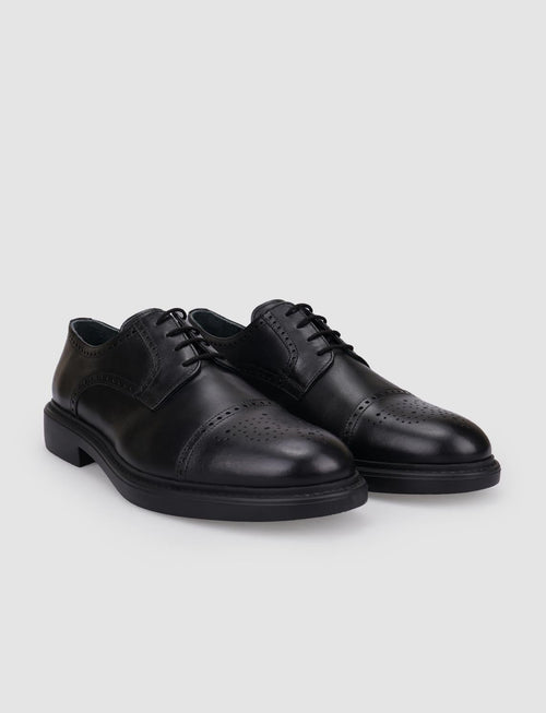 100% Genuine Leather Black Lace-up Men's Casual Shoes