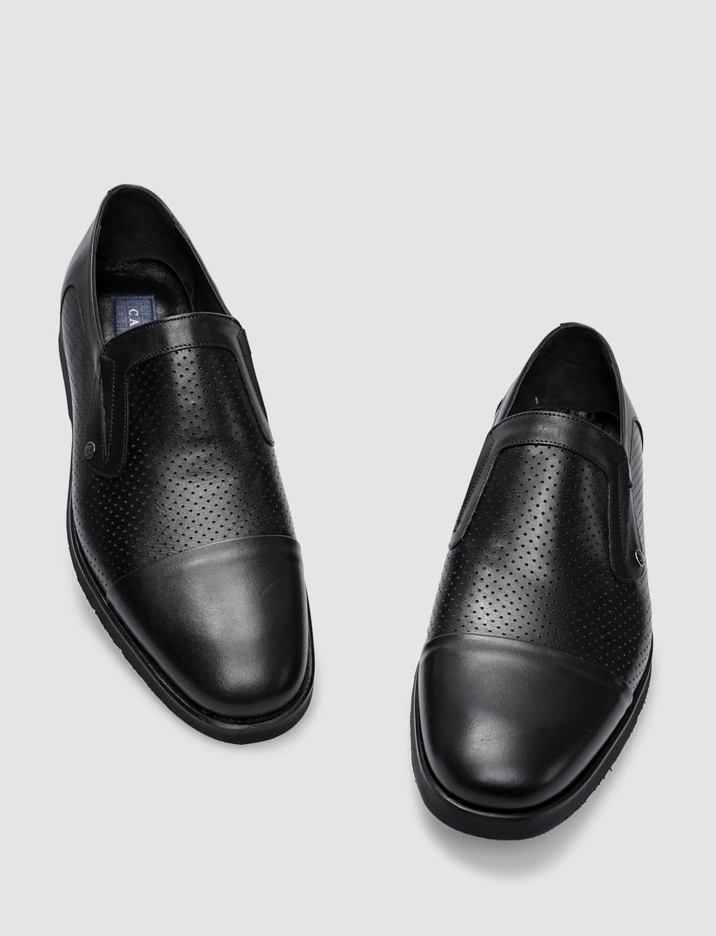 100% Genuine Leather Black Laser Detail Men's Classic Shoes