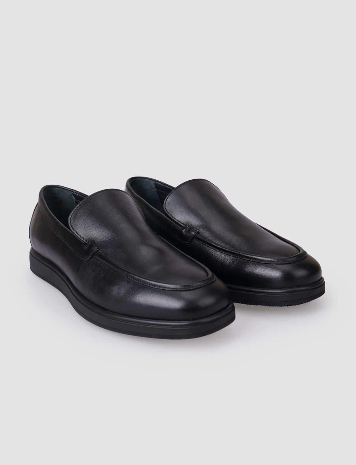 100% Genuine Leather Black Men's Loafer