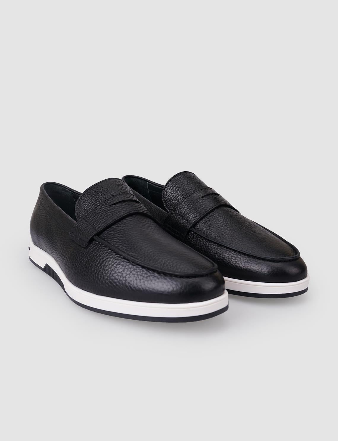 100% Genuine Leather Black Men's Loafer