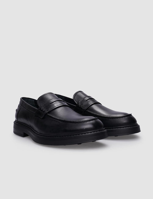 100% Genuine Leather Black Men's Casual Shoes