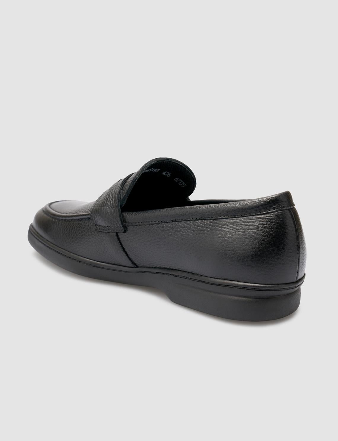 100% Genuine Leather Black Plain Men's Loafer
