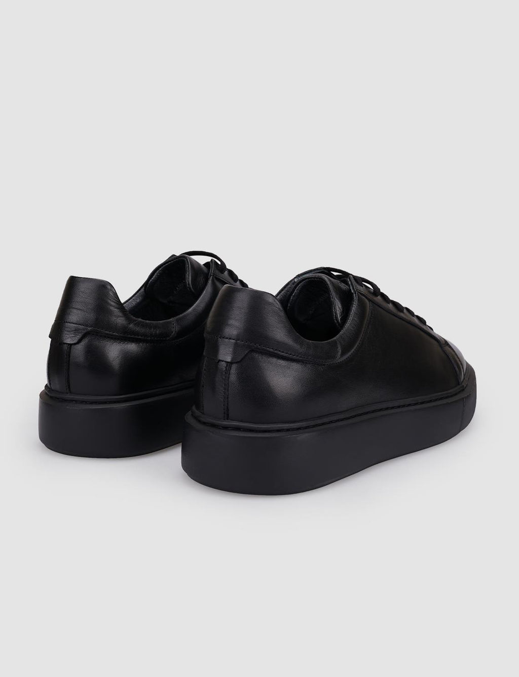 100% Genuine Leather Black Lace-up Men's Athletic Shoes