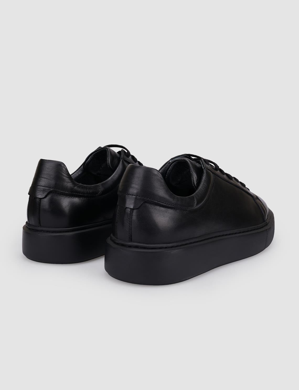 100% Genuine Leather Black Lace-up Men's Athletic Shoes