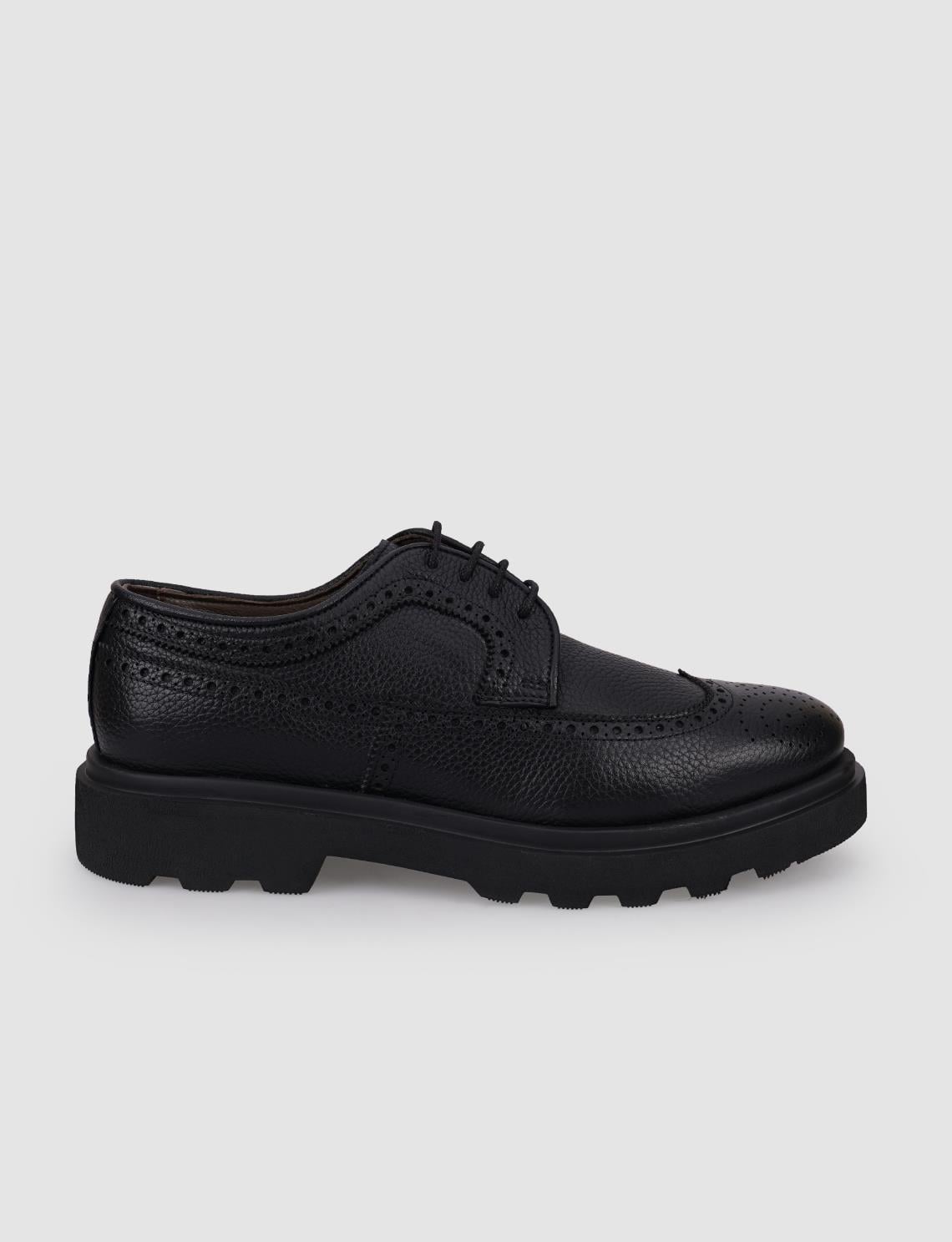 100% Genuine Leather Black Lace-up Men's Casual Shoes