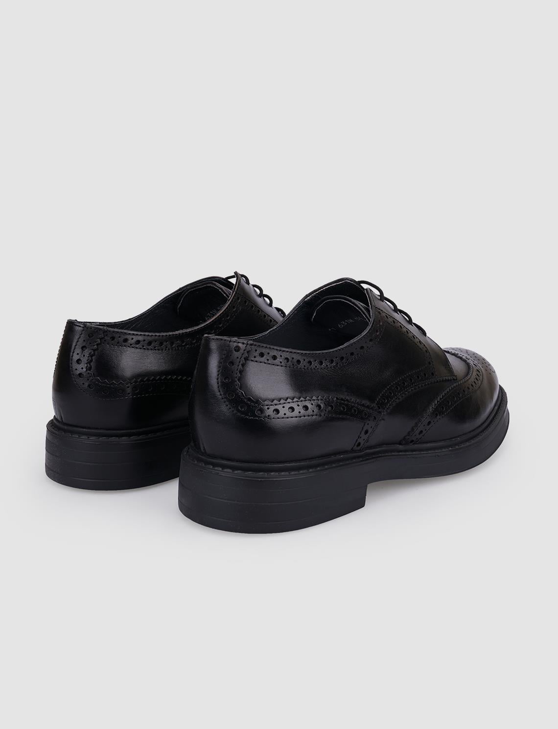 100% Genuine Leather Black Lace-up Men's Casual Shoes