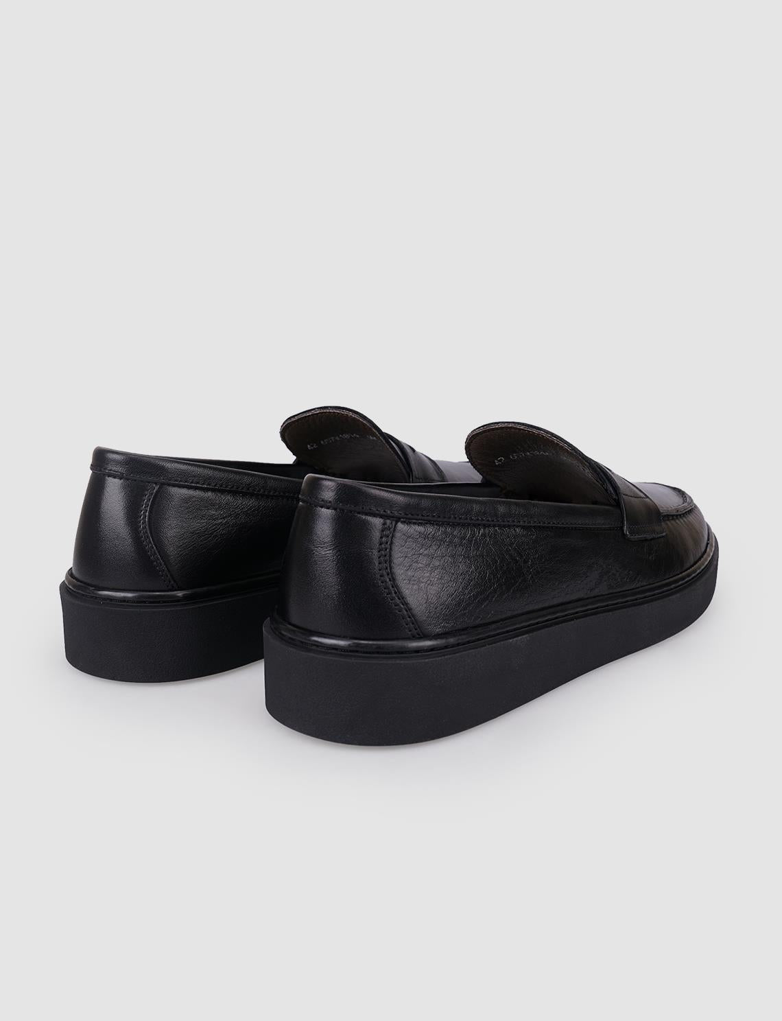 100% Genuine Leather Black Men's Casual Shoes