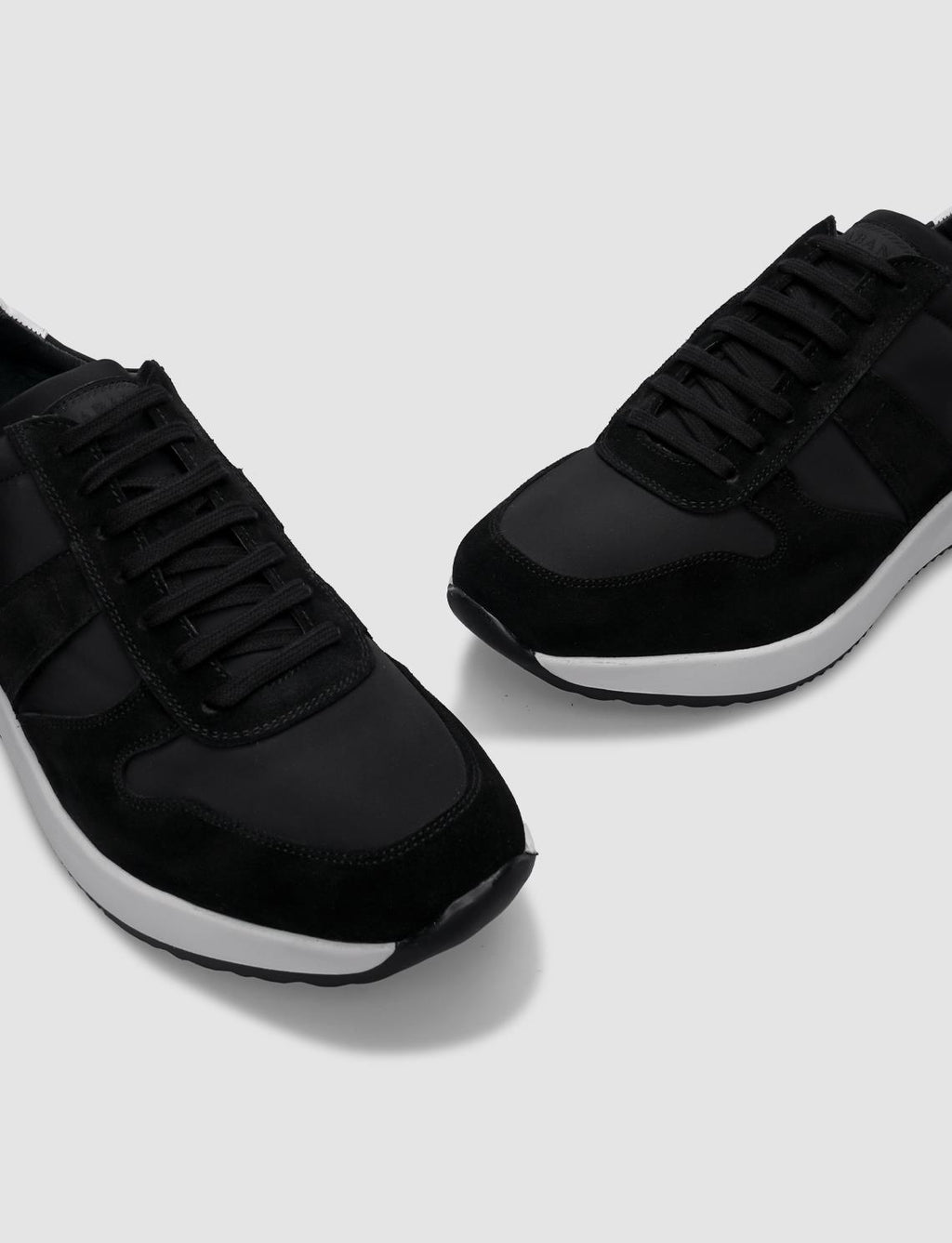 100% Genuine Leather Black Suede Lace-up Men's Athletic Shoes