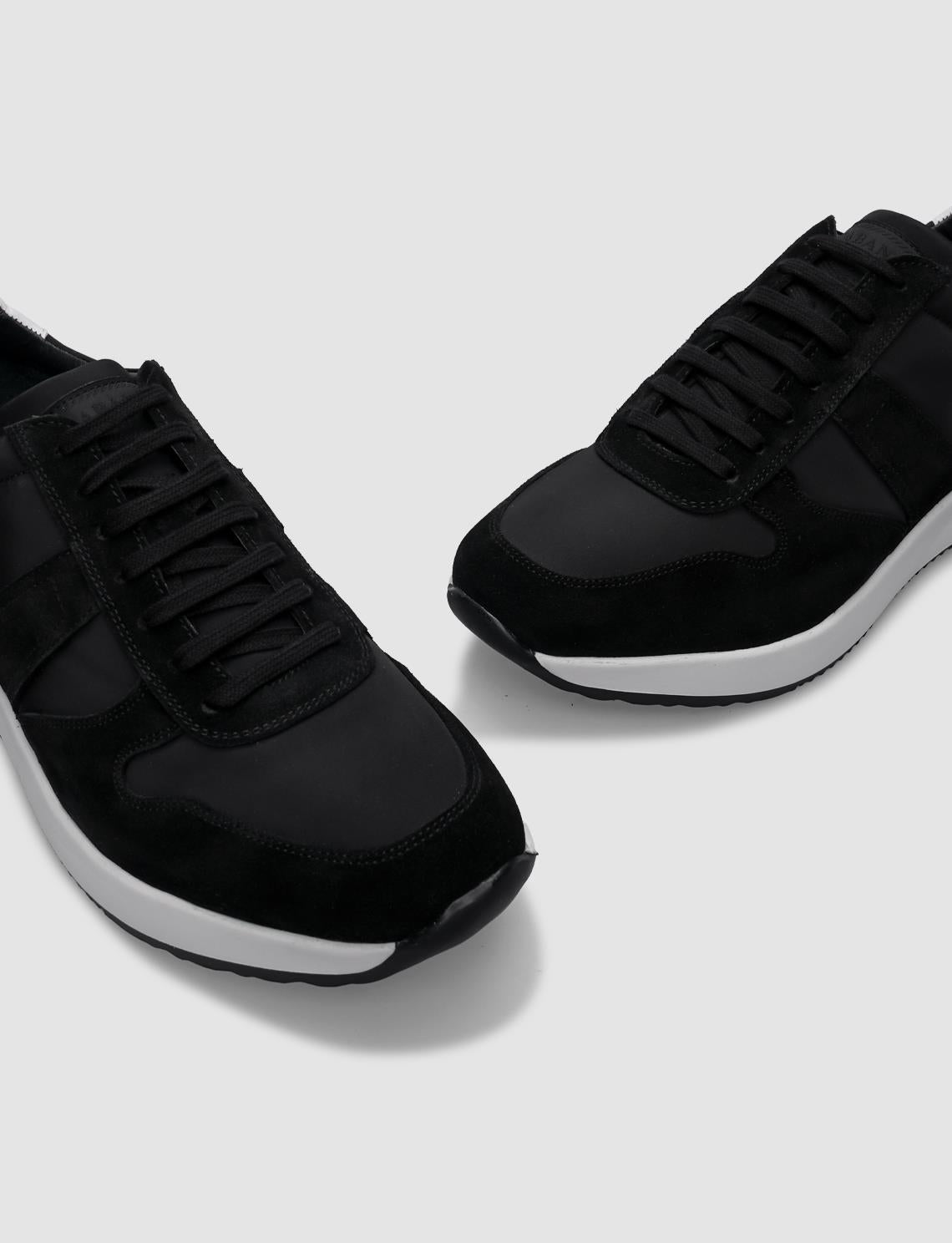 100% Genuine Leather Black Suede Lace-up Men's Athletic Shoes