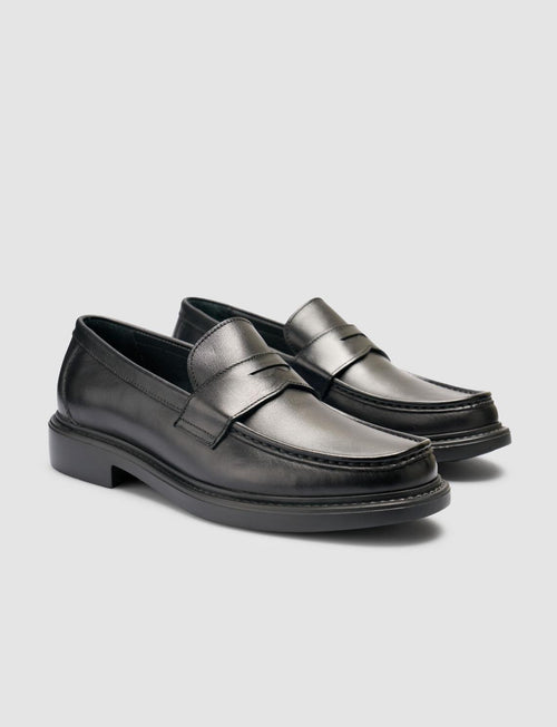 100% Genuine Leather Black Men's Loafer