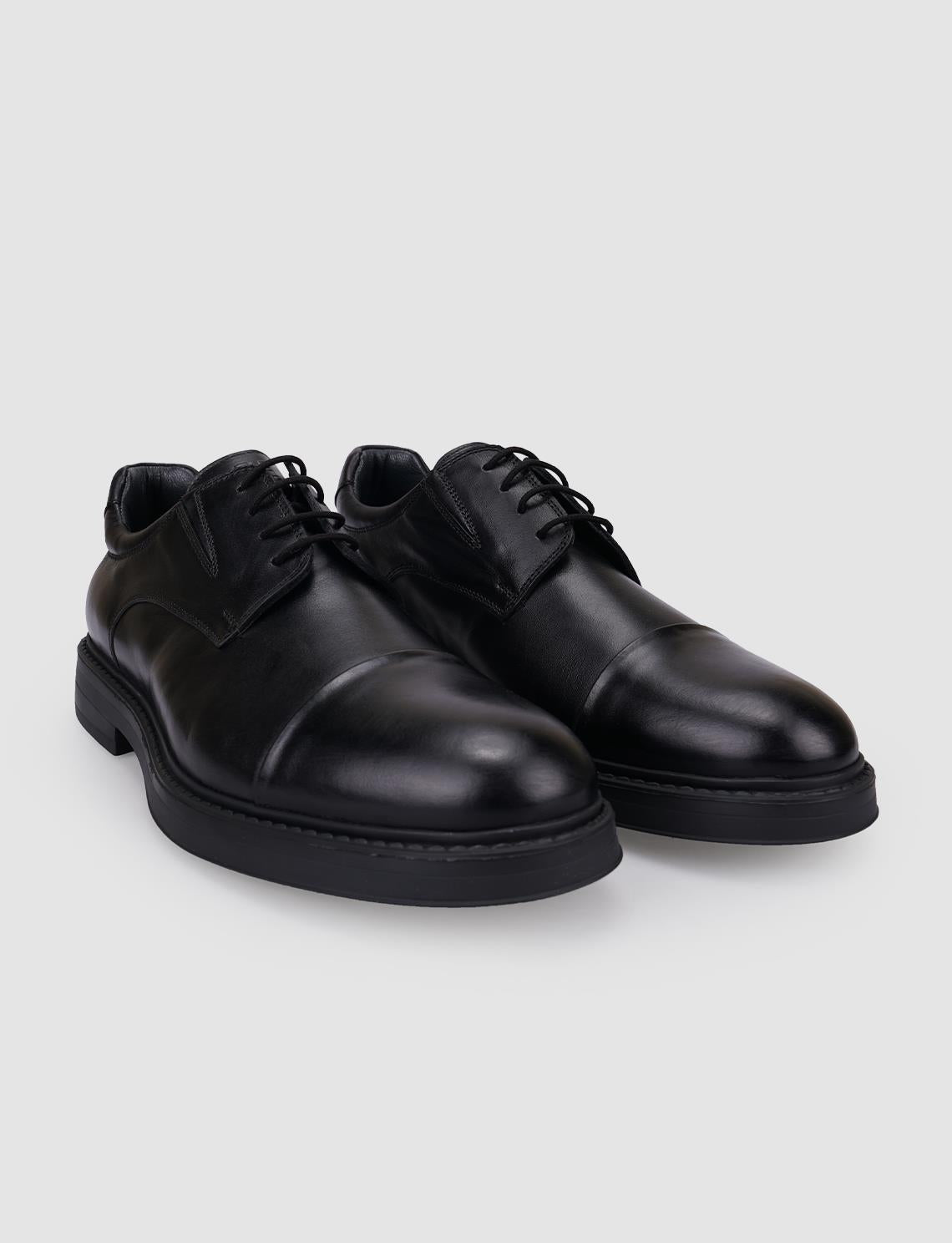 100% Genuine Leather Black Lace-up Men's Casual Shoes