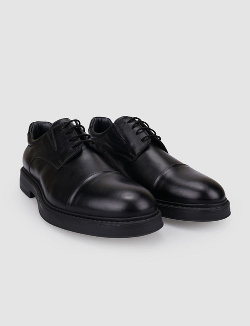 100% Genuine Leather Black Lace-up Men's Casual Shoes