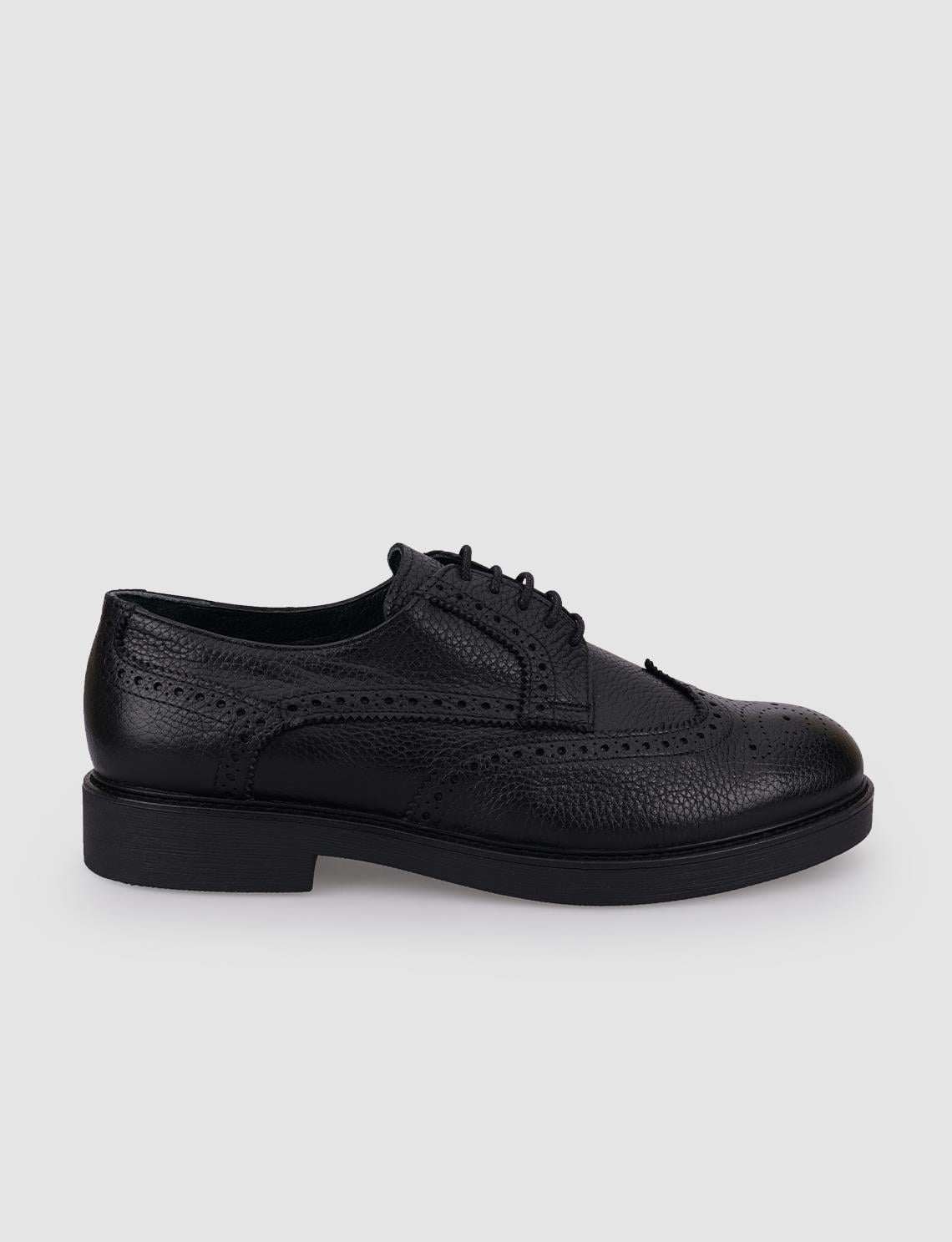 100% Genuine Leather Black Lace-up Men's Casual Shoes