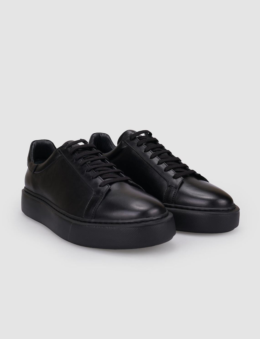100% Genuine Leather Black Lace-up Men's Athletic Shoes