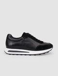 100% Genuine Leather Black Lace-up Men's Athletic Shoes