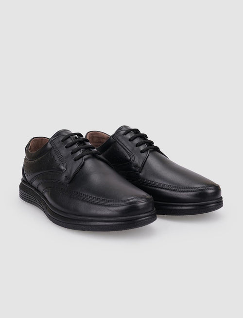 100% Genuine Leather Black Lace-up Men's Casual Shoes