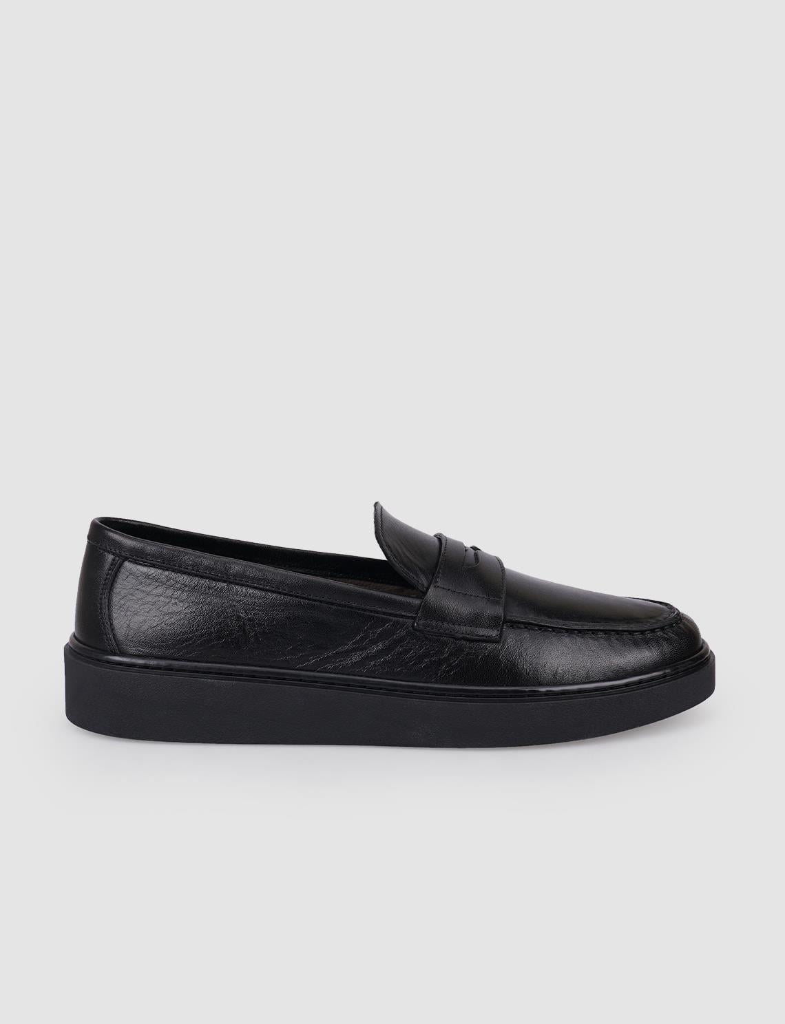 100% Genuine Leather Black Men's Casual Shoes