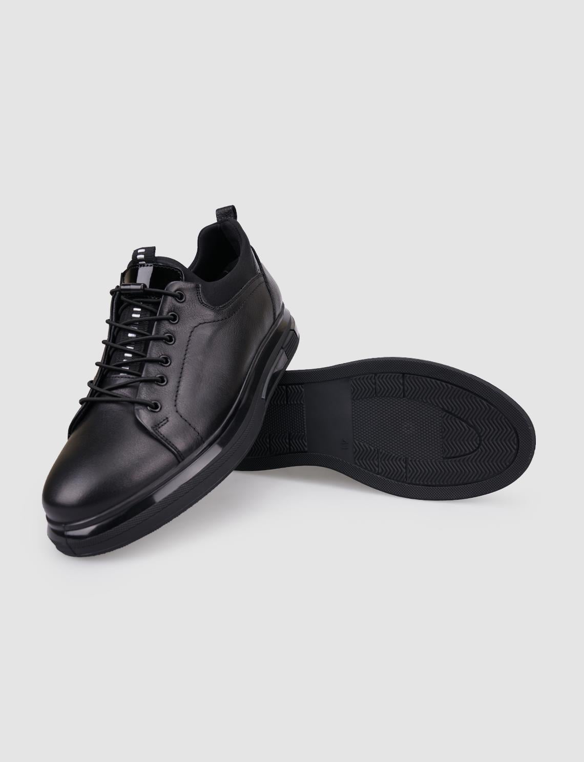 100% Genuine Leather Black Lace-up Men's Casual Shoes