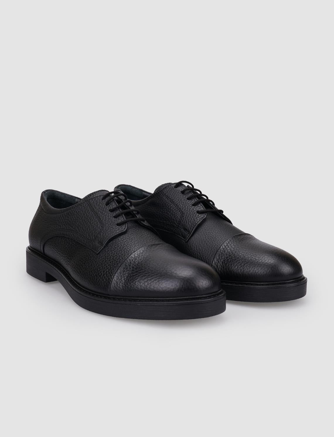 100% Genuine Leather Black Lace-up Men's Casual Shoes