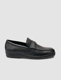 100% Genuine Leather Black Plain Men's Loafer
