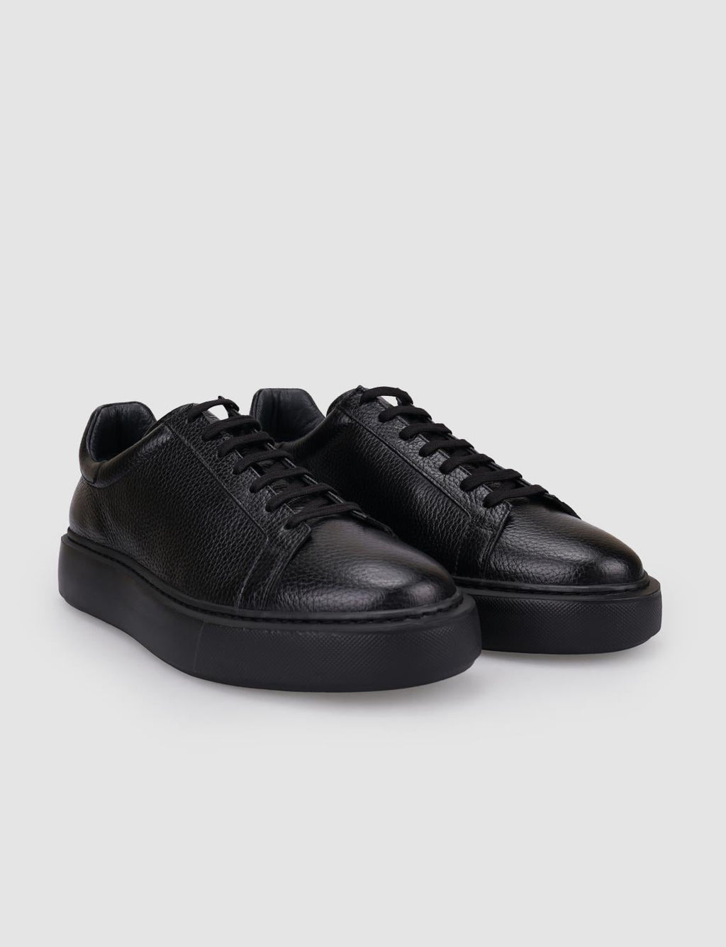 100% Genuine Leather Black Lace-up Men's Athletic Shoes