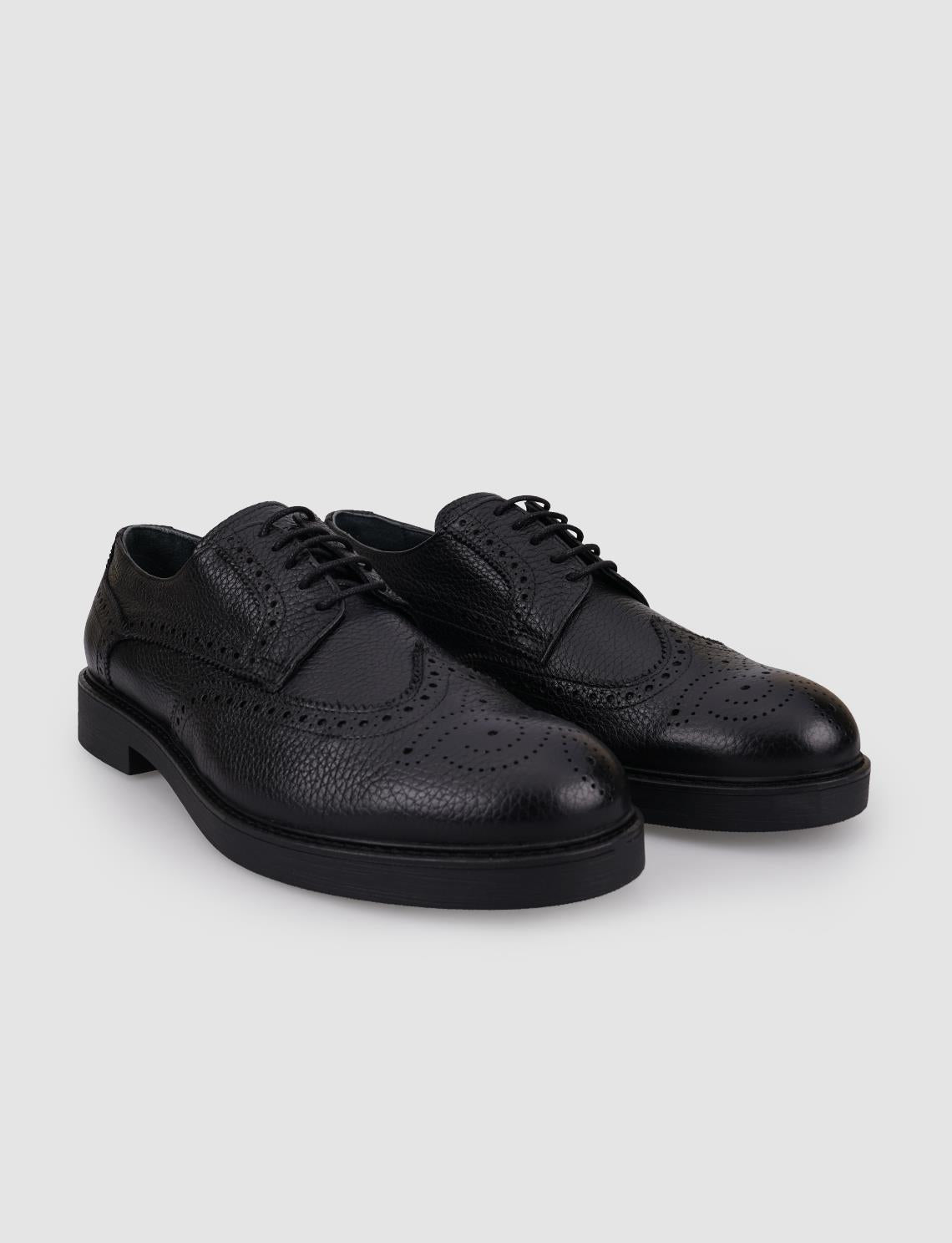 100% Genuine Leather Black Lace-up Men's Casual Shoes