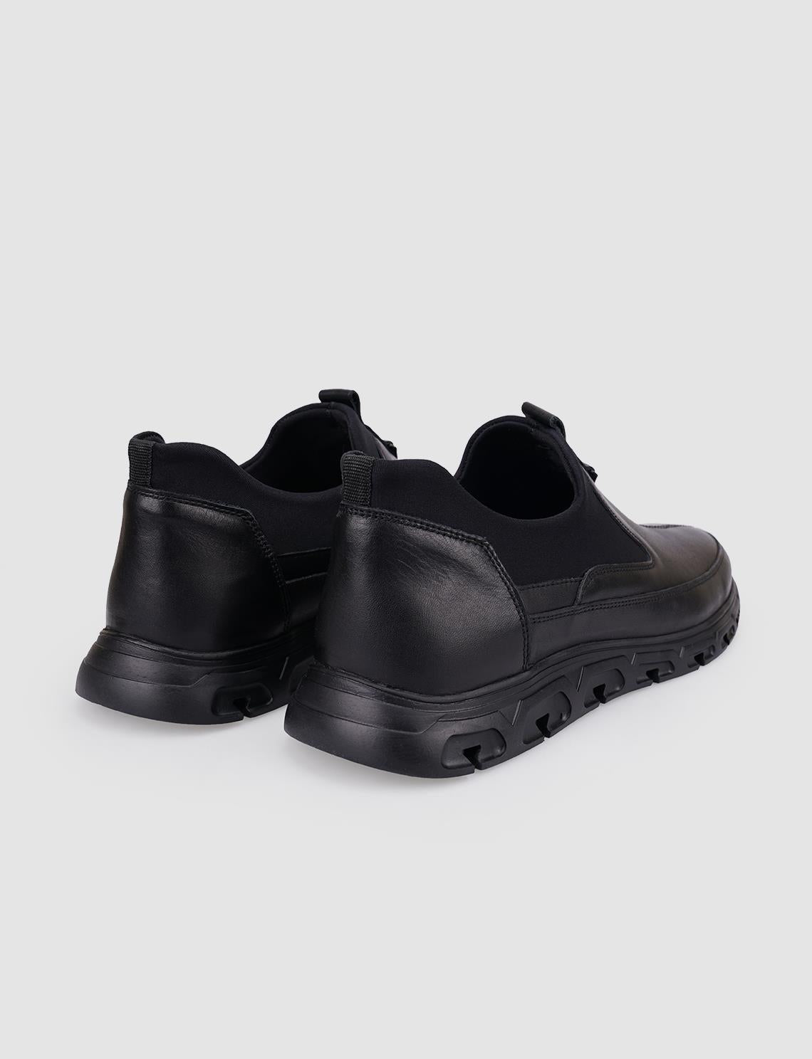100% Genuine Leather Black Men's Casual Shoes
