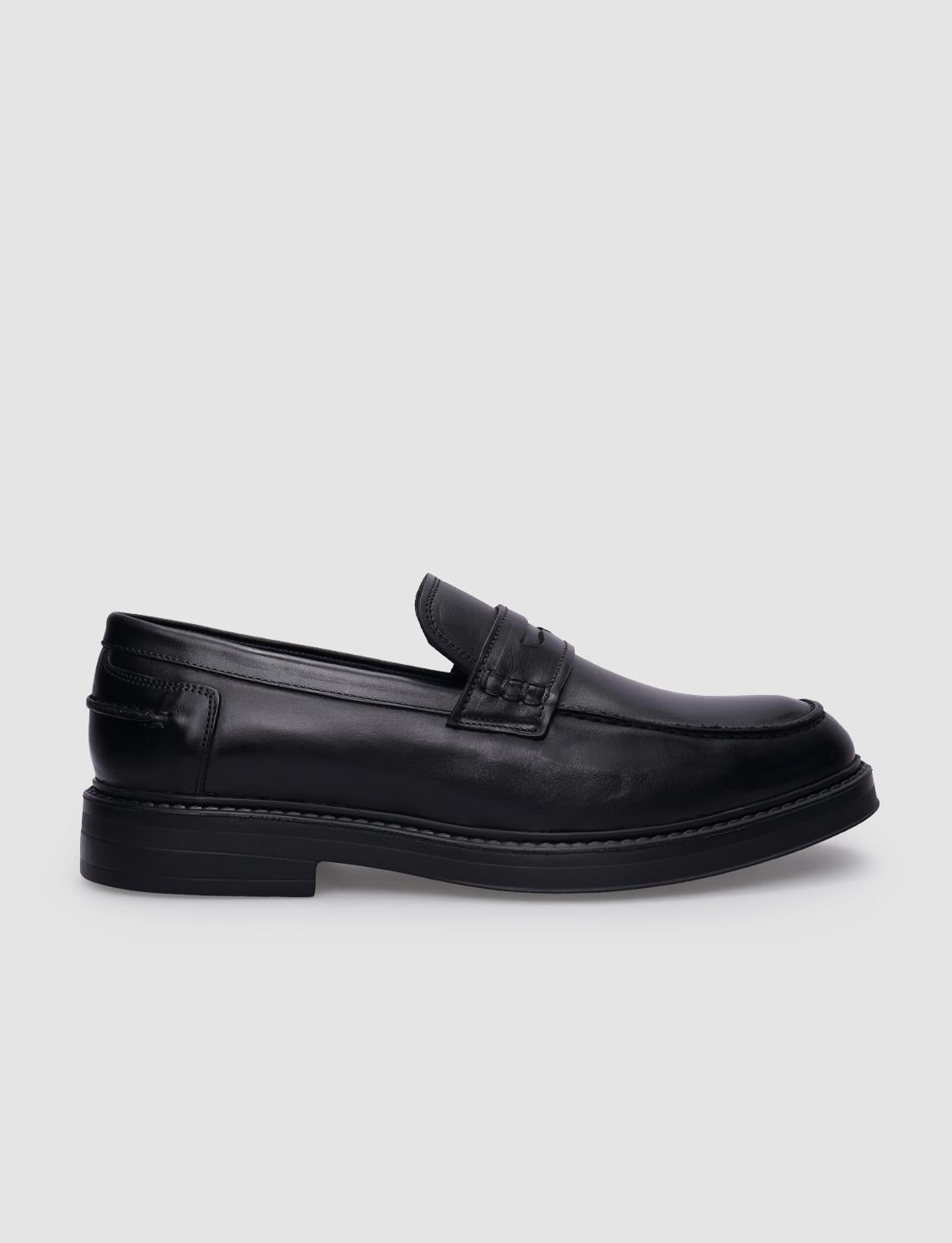100% Genuine Leather Black Men's Casual Shoes