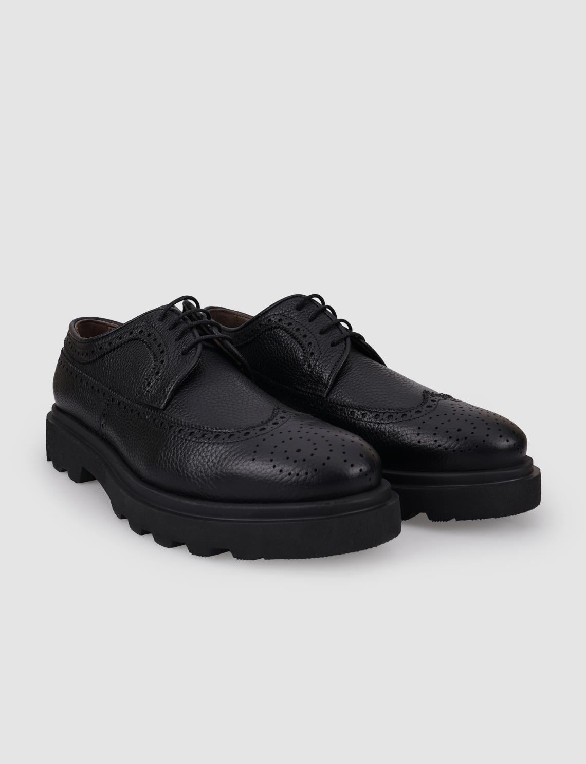 100% Genuine Leather Black Lace-up Men's Casual Shoes