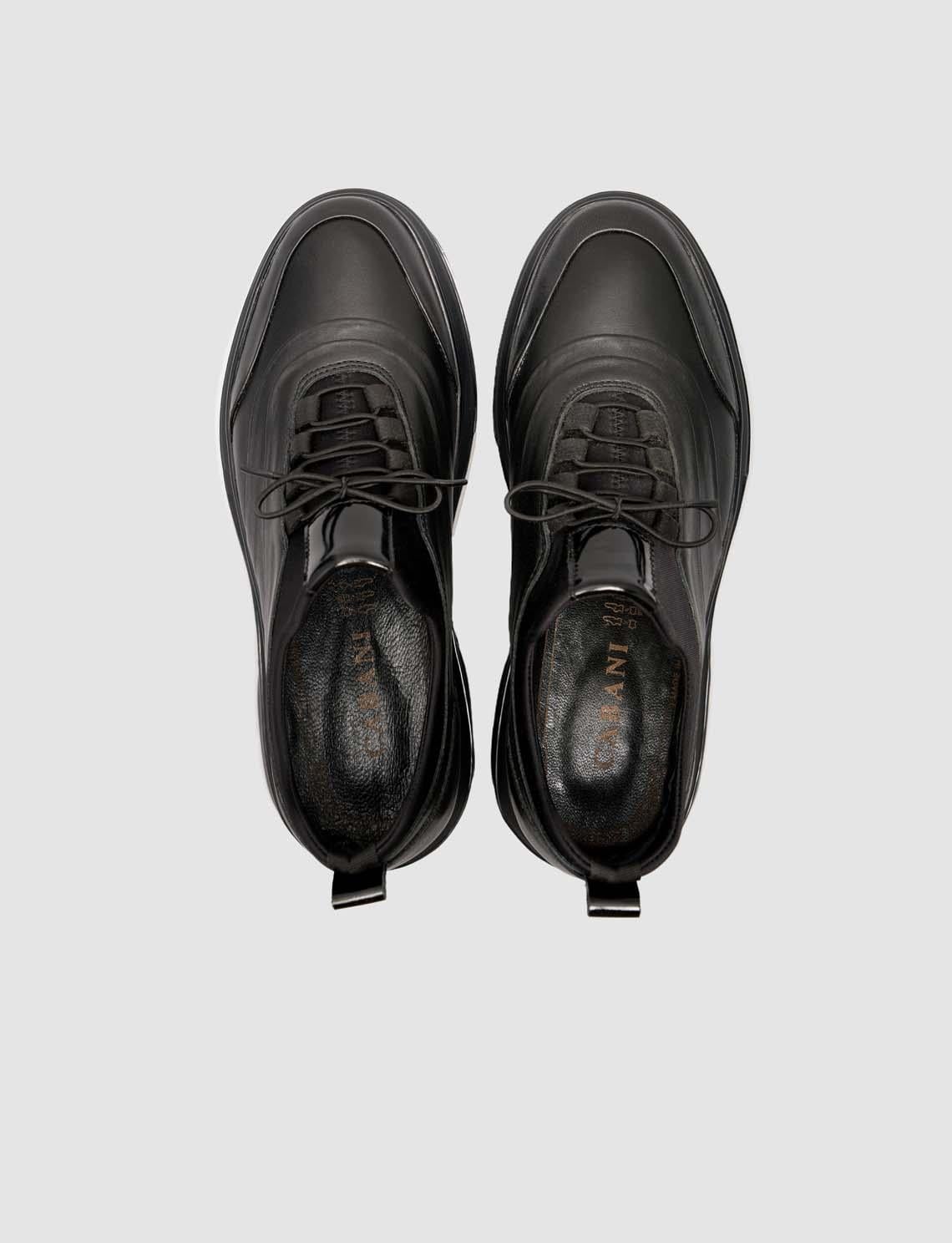 100% Genuine Leather Black Men's Casual Sneaker