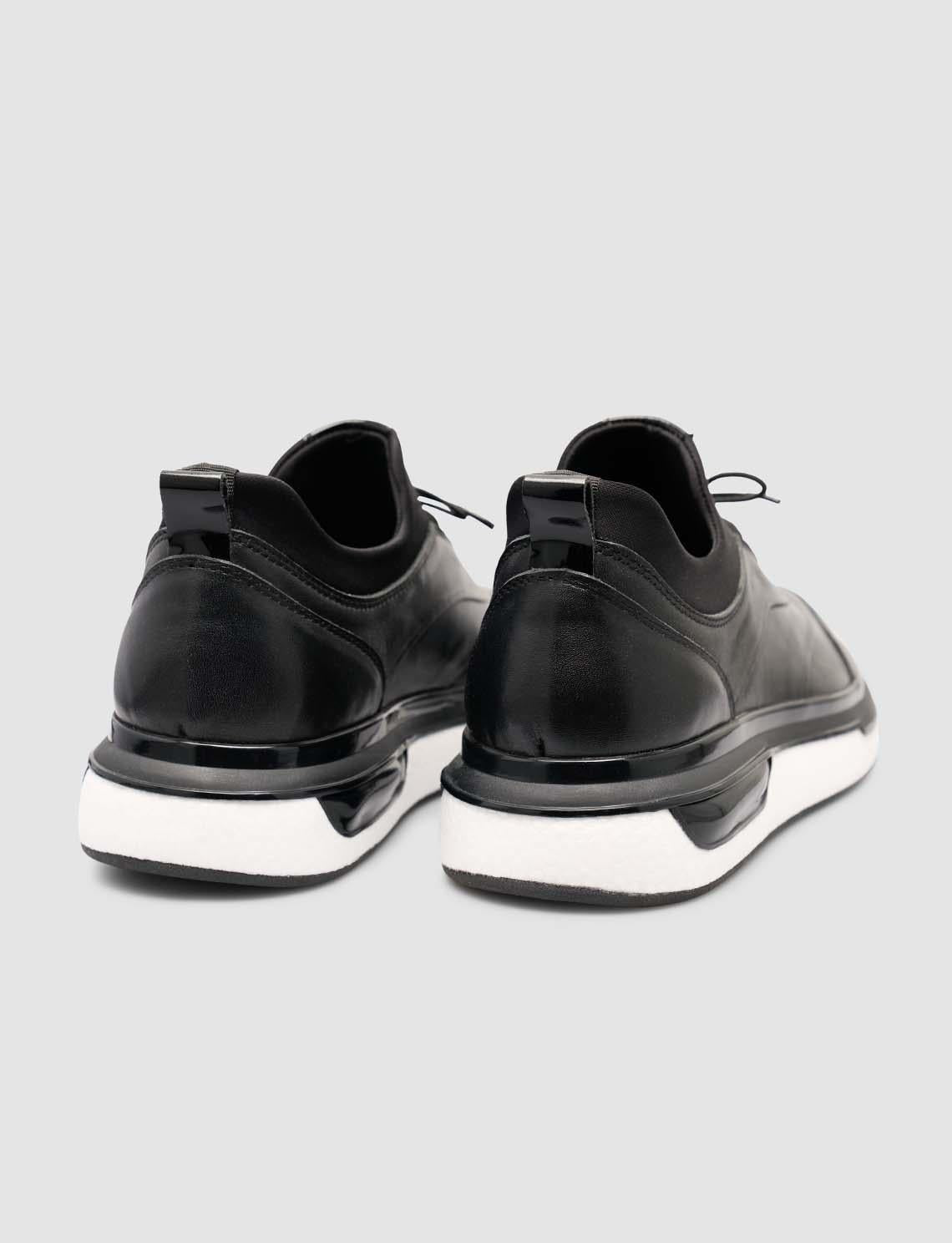 100% Genuine Leather Black Men's Casual Sneaker