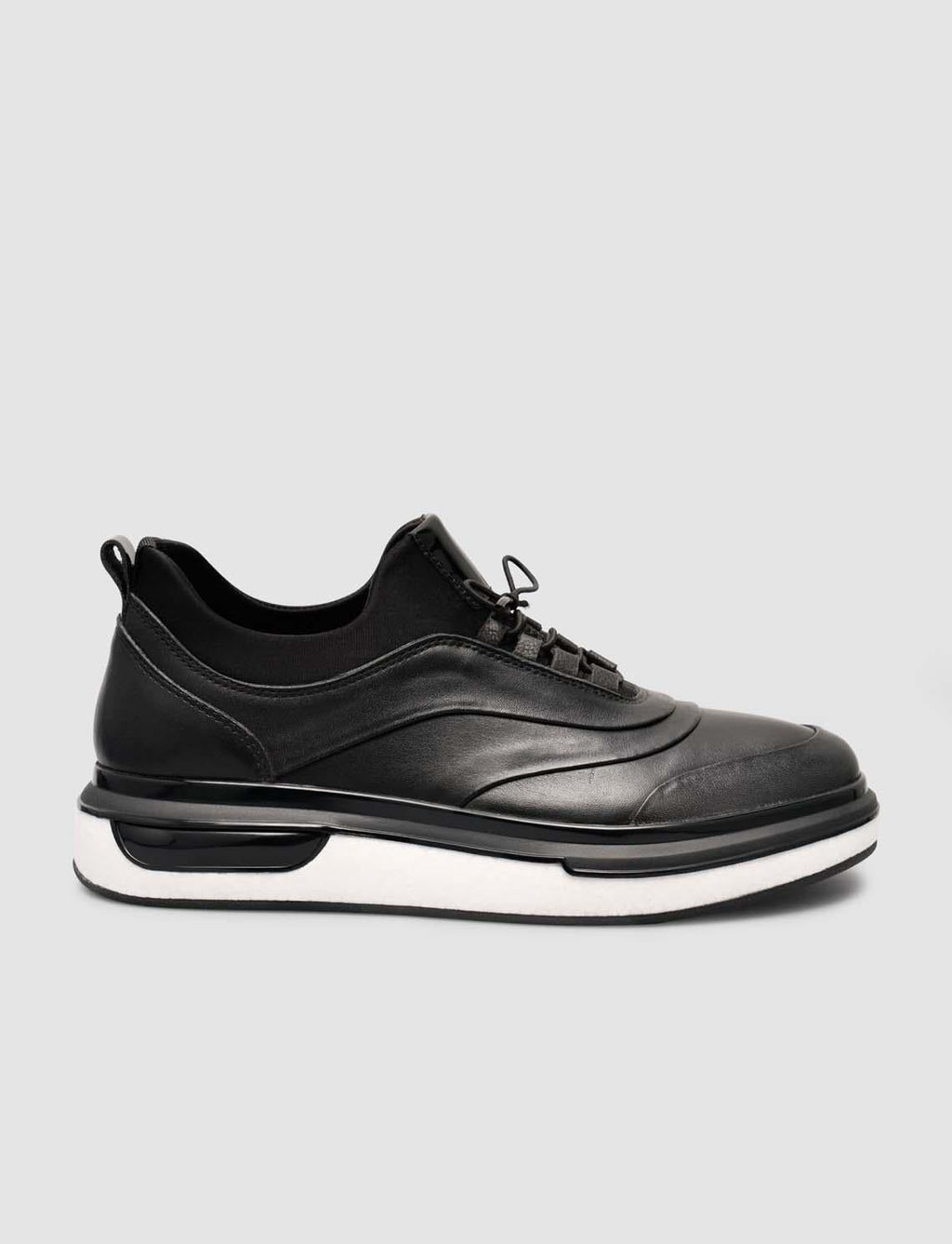 100% Genuine Leather Black Men's Casual Sneaker