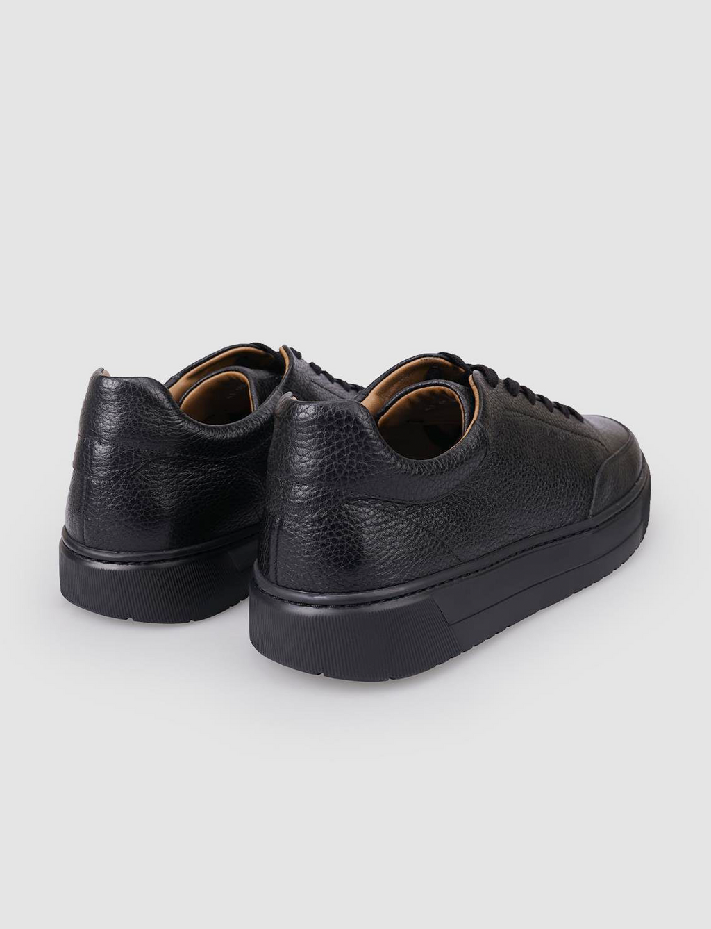 100% Genuine Leather Black Men's Athletic Shoes