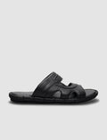 100% Genuine Leather Black Men's Casual Slippers