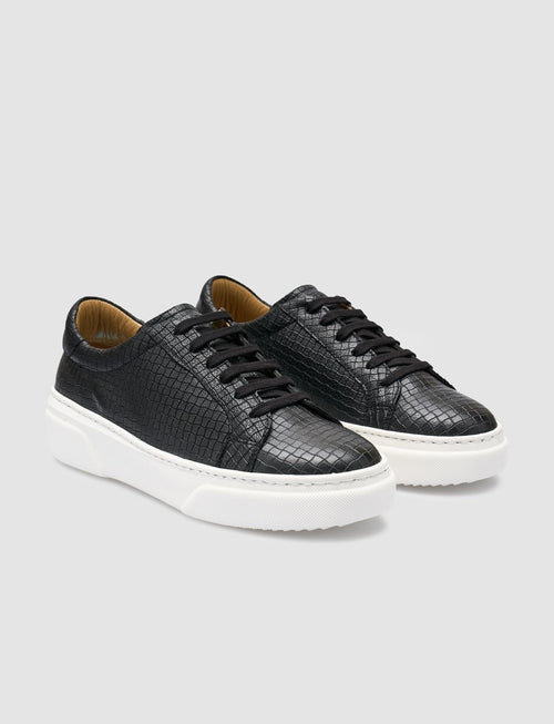 100% Genuine Leather Black Women's Athletic Shoes