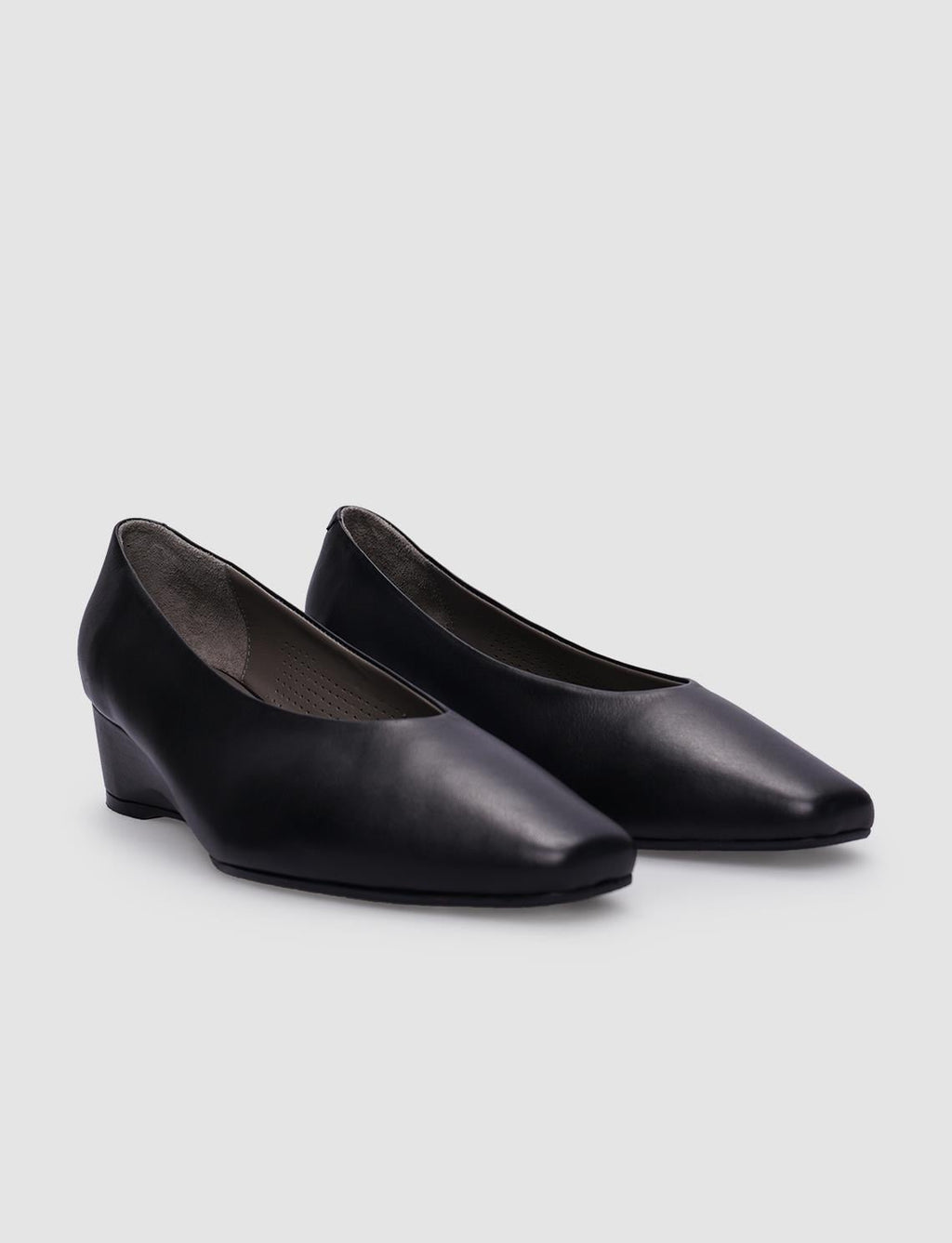 100% Genuine Leather Black Women's Platform Heel Shoes