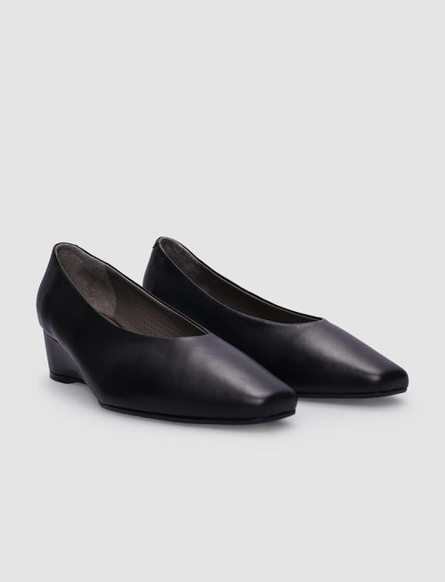 100% Genuine Leather Black Women's Platform Heel Shoes