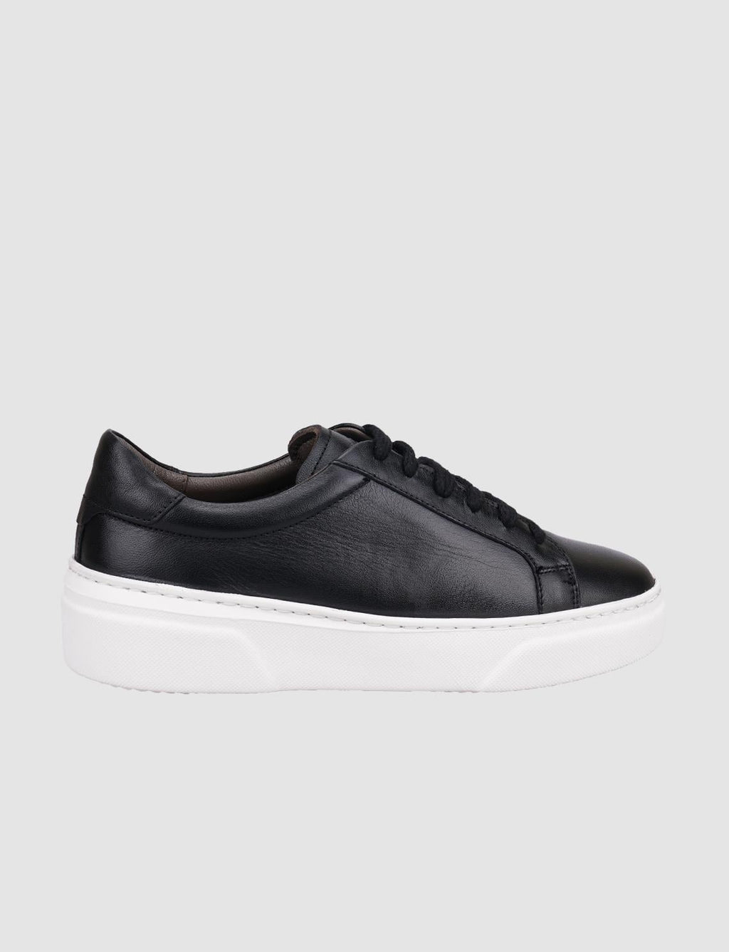 100% Genuine Leather Black Lace-up Women's Athletic Shoes