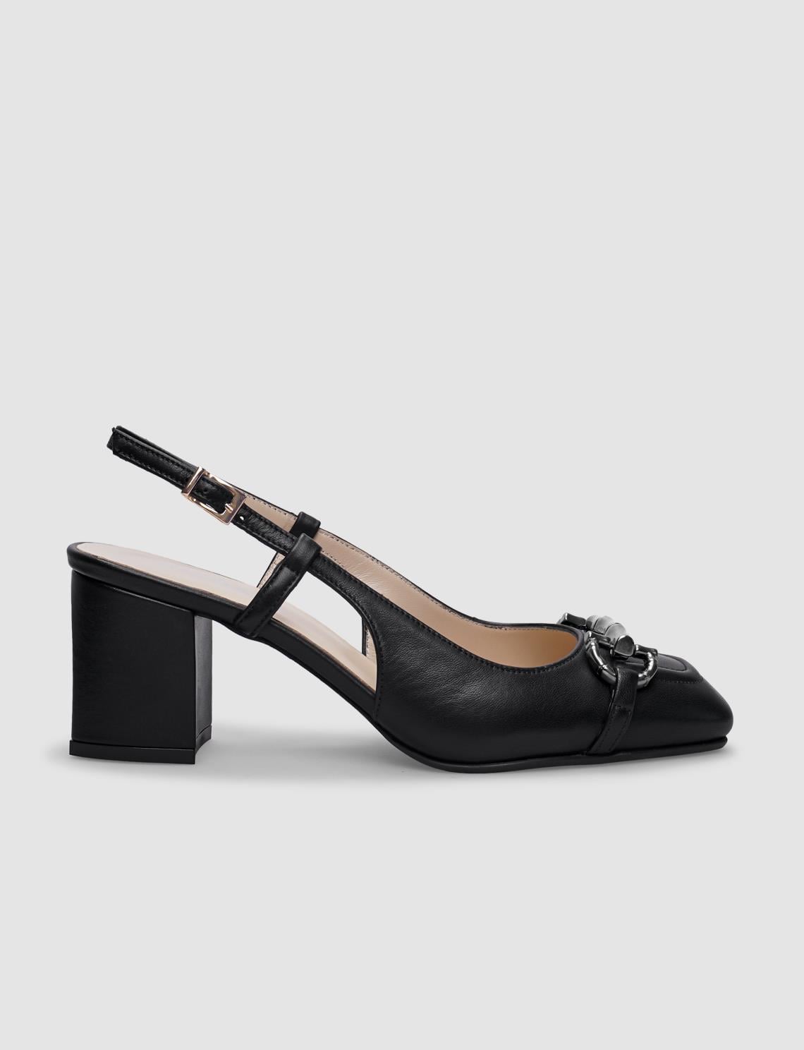 100% Genuine Leather Black Women's High Heels