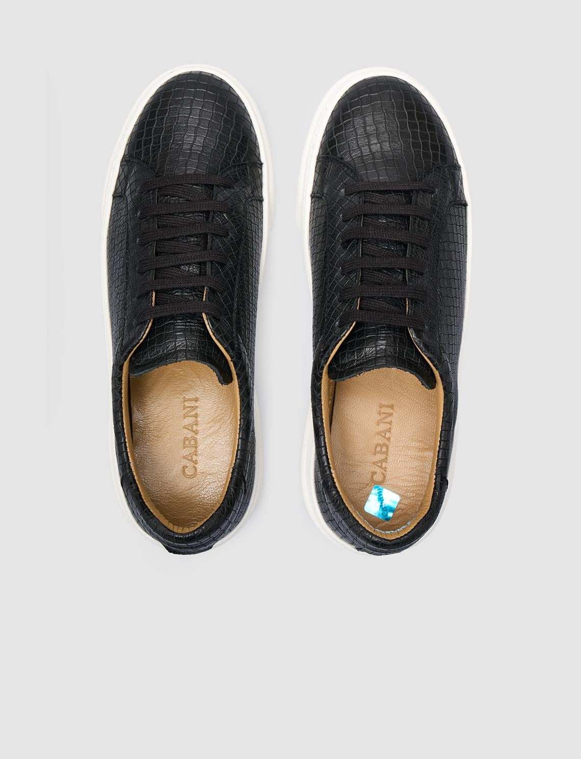 100% Genuine Leather Black Women's Athletic Shoes